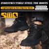 Waterproof Steel Toe Boots For Men-6 Inch Comfortable Mens Safety Work Boots Indestructible Steel Toe Shoes Lightweight Non Slip