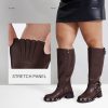 Extra Wide Calf Boots for Women - Knee High Square Toe Wide Width Platform Plus Size Tall Boots with Side Zip, Elastic bands