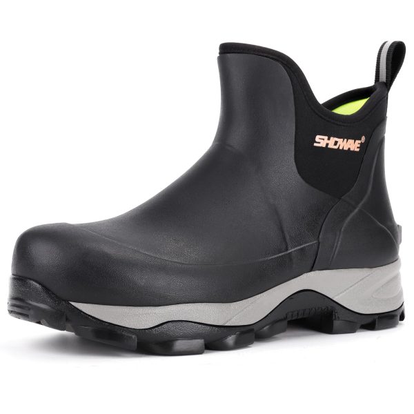 Men's Rubber Boots Waterproof Rain Footwear Durable Short Hunting Boots for Mud Gardening Yard and Chore Working