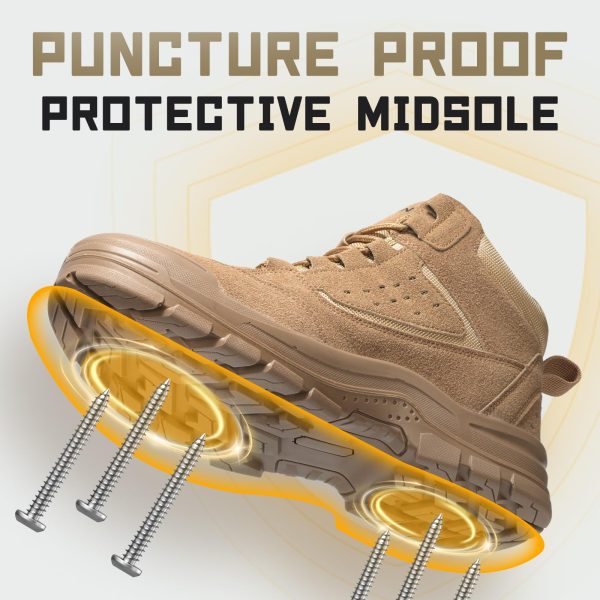 Steel Toe Boots for Men Women Comfortable Lightweight Work Boots for Men Slip Resistant High Top Steel Toe Safety Shoes Puncture