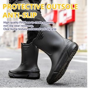 Rain Boots for Women men, Rubber Boots Waterproof with PVC Unique Design, Comfort Lightweight Work Mud Boots, Resistant Durable