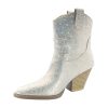 Women Western Cowgirl Cowboy Pointed Toe Rhinestone Ankle Booties