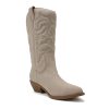 Red Reno Western Cowboy Pointed Toe Knee High Pull On Tabs Boots All-White