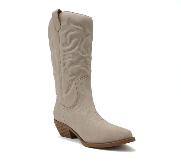 Red Reno Western Cowboy Pointed Toe Knee High Pull On Tabs Boots All-White