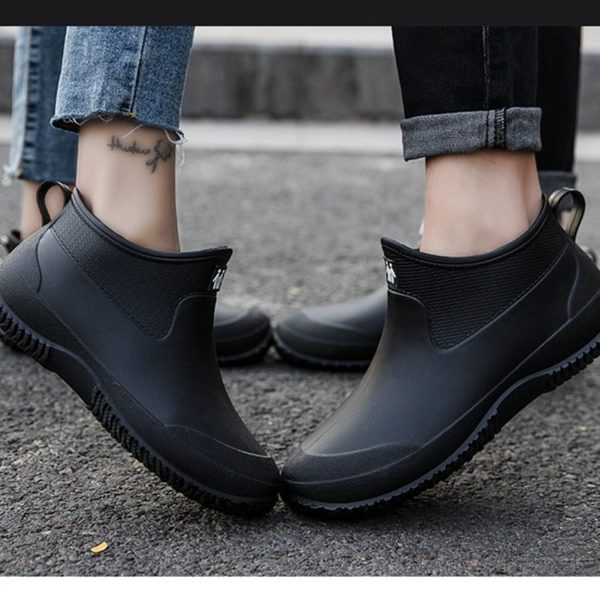 Mens Rain Boots, Ankle Deck Boots Waterproof for Men Anti-Slip Mud Shoes for Garden Outdoor Work Fishing Farming Gardening