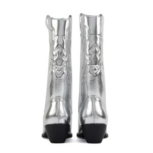 “TELLER” ~ Women's Western Cowboy Boots with Stitched Detailing, Pointed Toe, and Low Block Heel