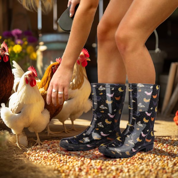 Women's Mid-calf Rain Boots Waterproof Non-slip for Gardens,Fishing,Farm,Outdoor Work Boots