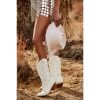 Cowboy Boots for Women Cowgirl Boots Wide Calf Pointed Toe Embroidered Fashion Western Chunky Pull On