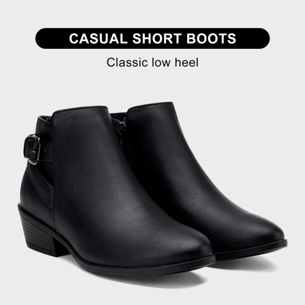 Women's Short Ankle Boots Low Heel, Western Cutout Perforated Booties