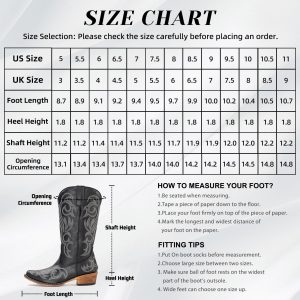 Cowboy Boots For Women Mid Calf Cowgirl Boots Pointy Toe Western Boot