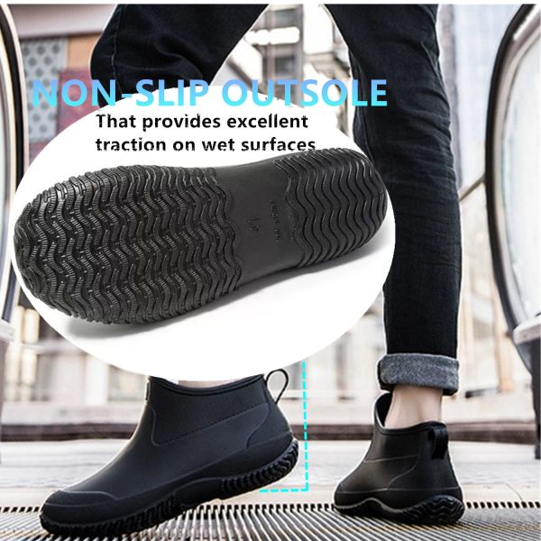 Mens Rain Boots, Ankle Deck Boots Waterproof for Men Anti-Slip Mud Shoes for Garden Outdoor Work Fishing Farming Gardening