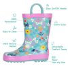 Toddler Rain Boots, Kids Rain Boots Waterproof Rubber Boots for Girls and Boys with Fun Patterns and Easy-On Handles