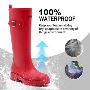 Rain Boots for Women, Anti-Slip Rubber Boots Waterproof Garden Muck Boots Durable Slip Resistant, Tall Water Shoes Comfort
