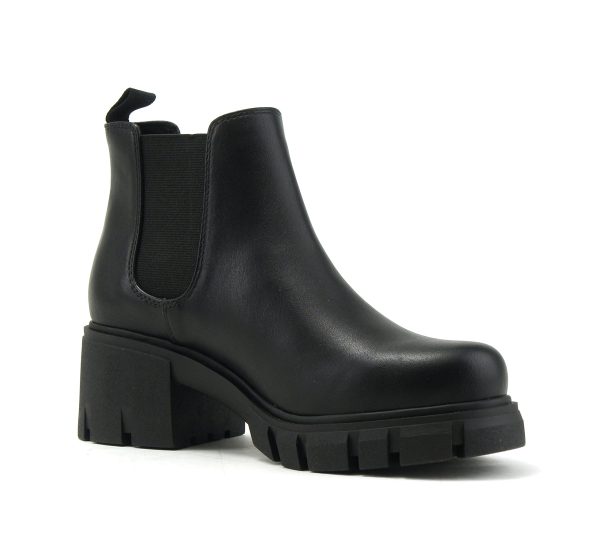 PIONEER ~ Women Lug Sole Mid Heel Chelsea Fashion Ankle Bootie w/Double Elastic Gore