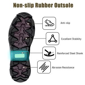 Rubber Boots for Men with Steel Shank, Mid Calf Work Rain Boots, Men's Outdoor Waterproof Anti-Slip Hunting Boot, Size 6-13