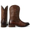 Mens Brown Cowboy Western Working Round Toe Pull On Cowgirl Boots