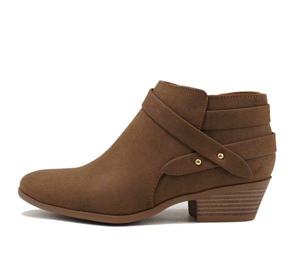 SWEETEN Women's Fashion Closed Toe Multi Strap Ankle Bootie Block Heel (Wide Fit Available)