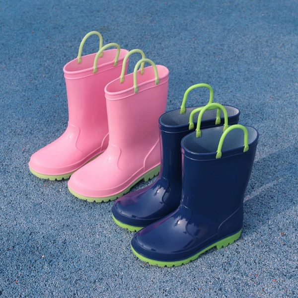 Boys Girls Rain Boots Toddler Kids Waterproof Boots Children Lightweight Rain Shoes with Handles