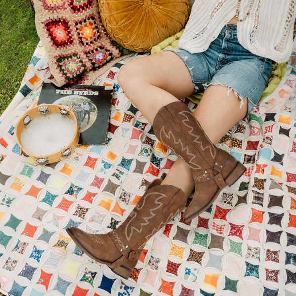Womens Square Toe Cowgirl Cowboy Boots Wide Calf Fashion Western Shoes