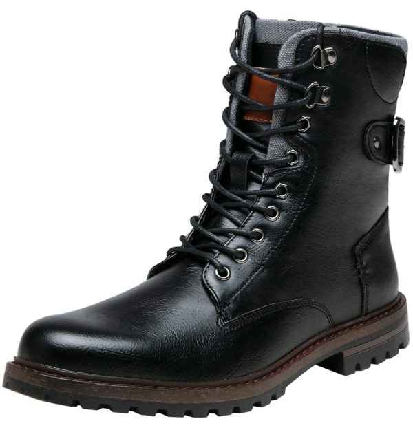 Boots for Men Casual Dress Retro Lace Up Motorcycle Boots