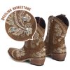 Cowboy Boots for Women - Western Embroidered Cowgirl Boots with Sparkly Rhinestone, Pointed Toe Chunky Heel Side Zipper Vintage