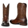 Mens Brown Cowboy Western Working Round Toe Pull On Cowgirl Boots