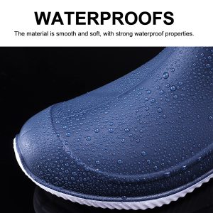 Mens Rain Boots Slip On Non-Slip Rubber Waterproof Ankle Boots Rain Shoes