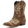 Cowboy Boots for Women - Western Embroidered Cowgirl Boots with Sparkly Rhinestone, Pointed Toe Chunky Heel Side Zipper Vintage