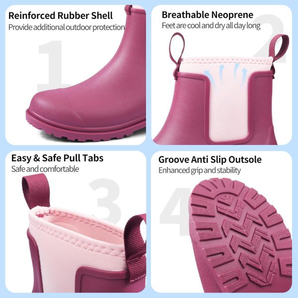 Women's Deck Boots Waterproof Ankle Rain Boots Non-Slip Rubber Fishing Boot Outdoor Work Shoes for Boating Gardening Farming