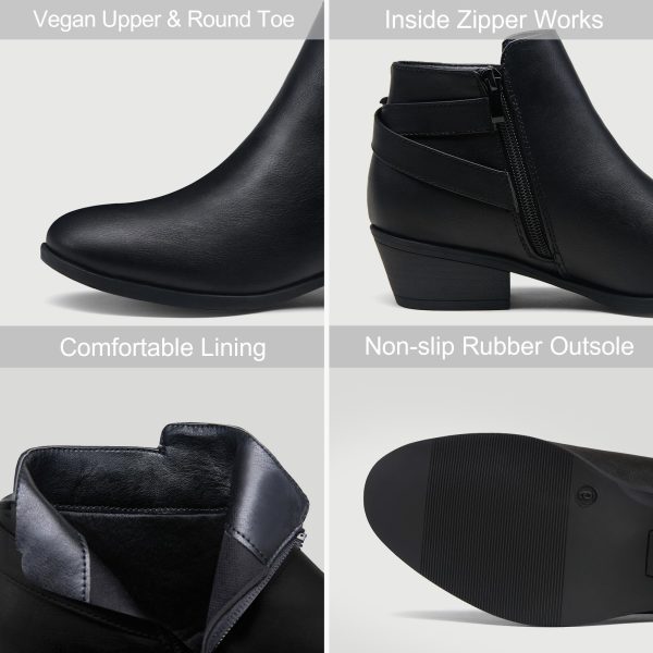 Women's Short Ankle Boots Low Heel, Western Cutout Perforated Booties