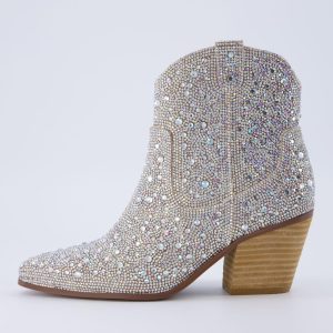 Women's Bravo Rhinestone Western Boots with +Memory Foam, Sparkly Cowboy Ankle Booties
