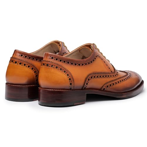Wingtip Brogue Oxford Handcrafted Men's Genuine Leather Lace up Dress Shoes