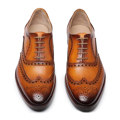 Wingtip Brogue Oxford Handcrafted Men's Genuine Leather Lace up Dress Shoes