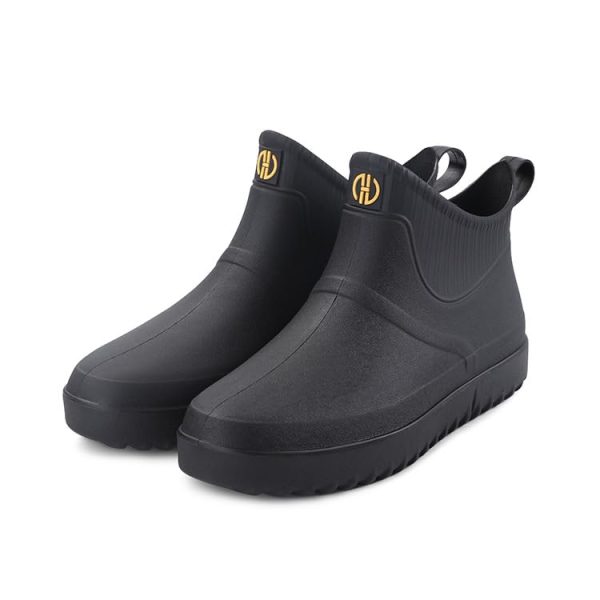 Men Rain Boots Outdoor Slip On Waterproof Non-Slip Rubber Ankle Boots Rain Booties
