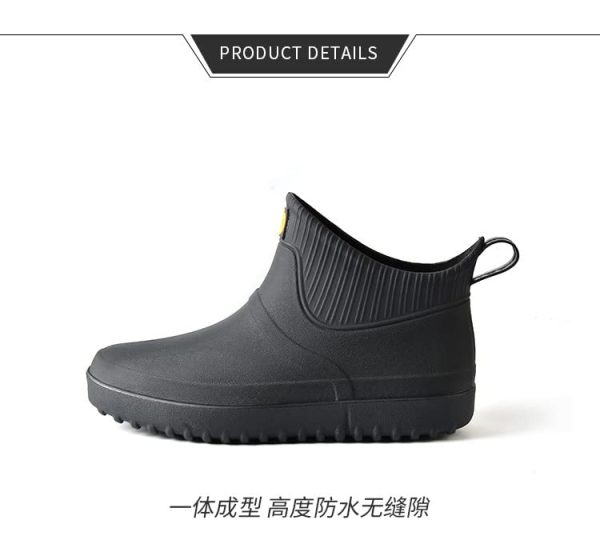 Men Rain Boots Outdoor Slip On Waterproof Non-Slip Rubber Ankle Boots Rain Booties