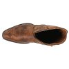 Womens Short Stuff Embossed Snip Toe Casual Boots Ankle Low Heel 1-2" - Brown