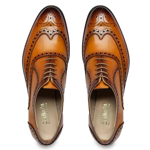 Wingtip Brogue Oxford Handcrafted Men's Genuine Leather Lace up Dress Shoes