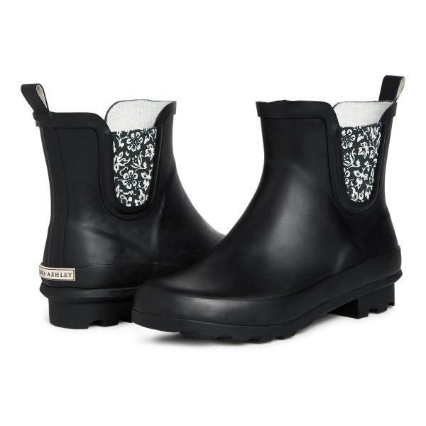 Ladies ELASTIC Mid Cut Ankle Height Rubber Rain Boots