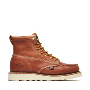 American Heritage 6” Moc Toe Work Boots for Men - Soft Toe, Premium Full-Grain Leather with Slip-Resistant Wedge Outsole and