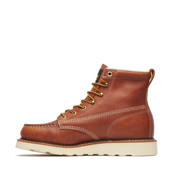 American Heritage 6” Moc Toe Work Boots for Men - Soft Toe, Premium Full-Grain Leather with Slip-Resistant Wedge Outsole and