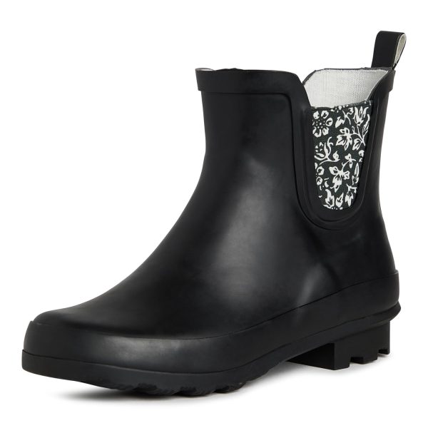 Ladies ELASTIC Mid Cut Ankle Height Rubber Rain Boots