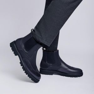 Jepsengord Men's Chelsea Boots Genuine Leather Dress Boots for Men Wingtip Brogue Formal Business Casual Ankle Boots