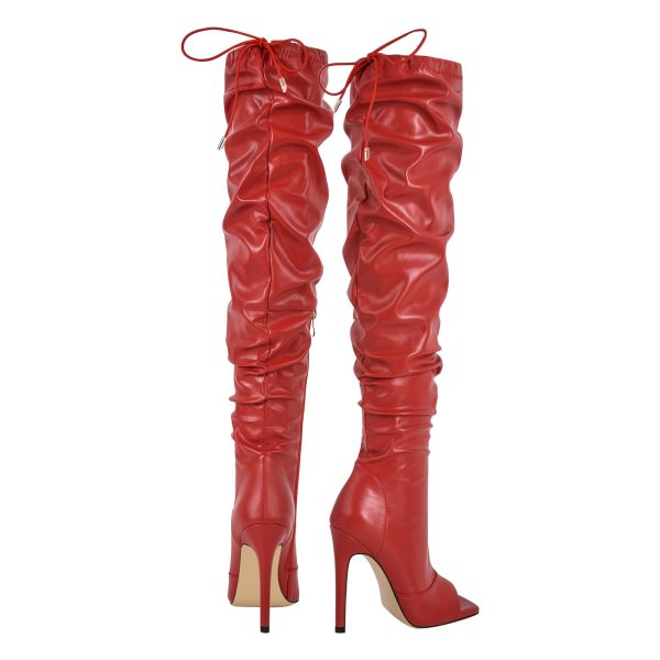 Women's Stiletto Heel Zipper Knee/Thigh High Boots Peep/Close Toe Pull on Long Boots