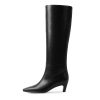 Knee High Boots Women Square Toe Kitten Heel Tall Boots Womens Fashion Long Boots