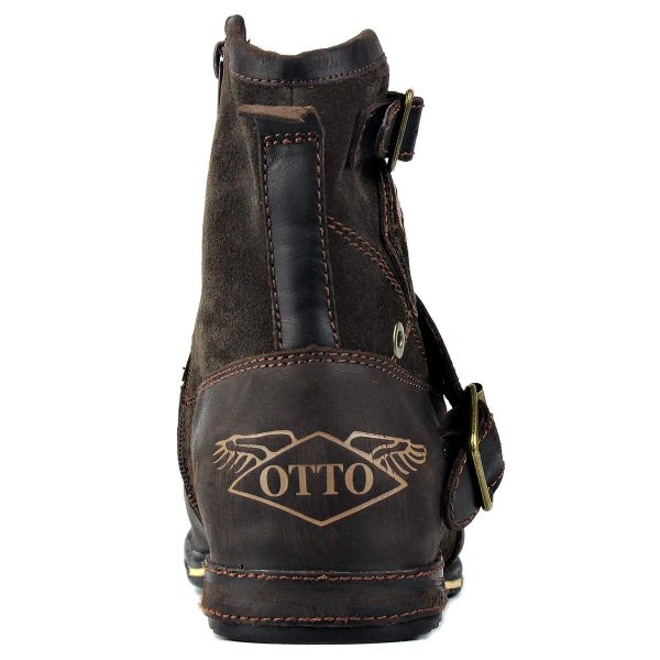 Moto Boots for Men Fashion Zipper-up Leather Chukka Boots Casual Shoes Retro Style OS-5008-1-DA1B1