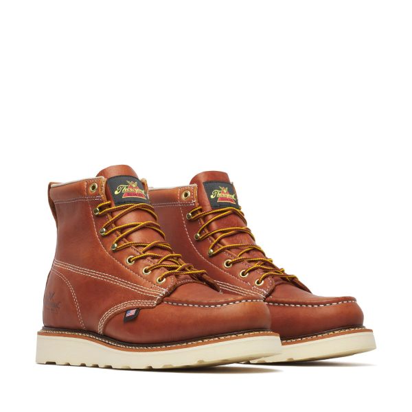 American Heritage 6” Moc Toe Work Boots for Men - Soft Toe, Premium Full-Grain Leather with Slip-Resistant Wedge Outsole and