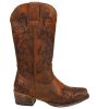 Womens Tall Stuff Embroidery Snip Toe Casual Boots Mid Calf Low Heel 1-2" - Brown