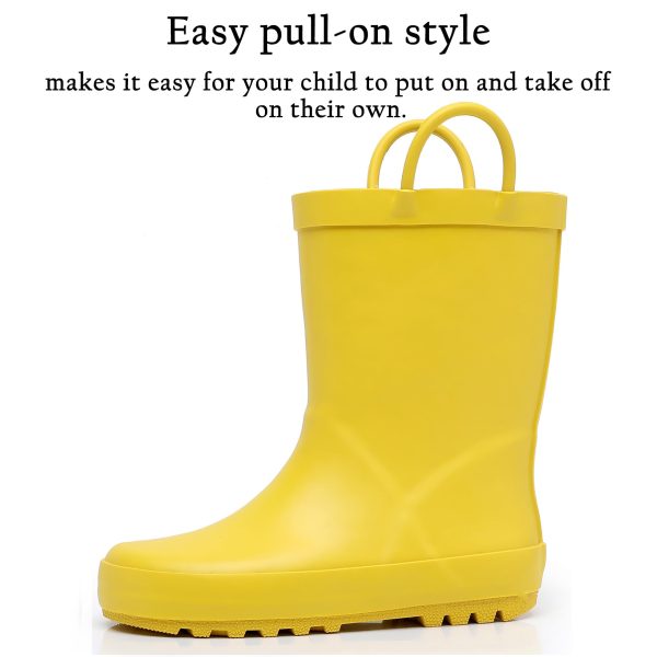 Toddler Rain Boots for Boys and Girls Waterproof Rubber Kids Rain Boots with Easy on Handles All-season