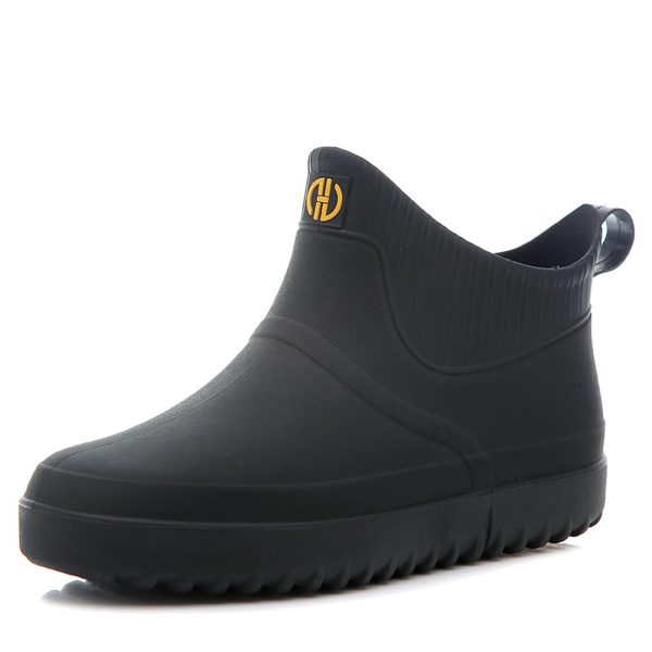 Men Rain Boots Outdoor Slip On Waterproof Non-Slip Rubber Ankle Boots Rain Booties