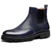 Jepsengord Men's Chelsea Boots Genuine Leather Dress Boots for Men Wingtip Brogue Formal Business Casual Ankle Boots